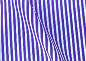 2-Ply Royal Purple & Ermine White Striped Cotton Shirting (Made in Italy)