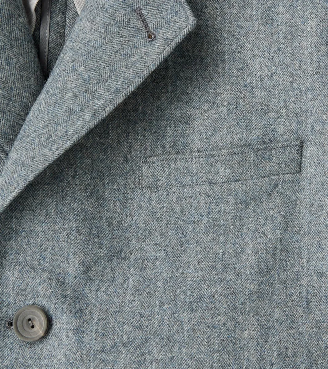 American Sack Jacket - Fox Brothers® Grey Chalk Stripe Herringbone Worsted Flannel