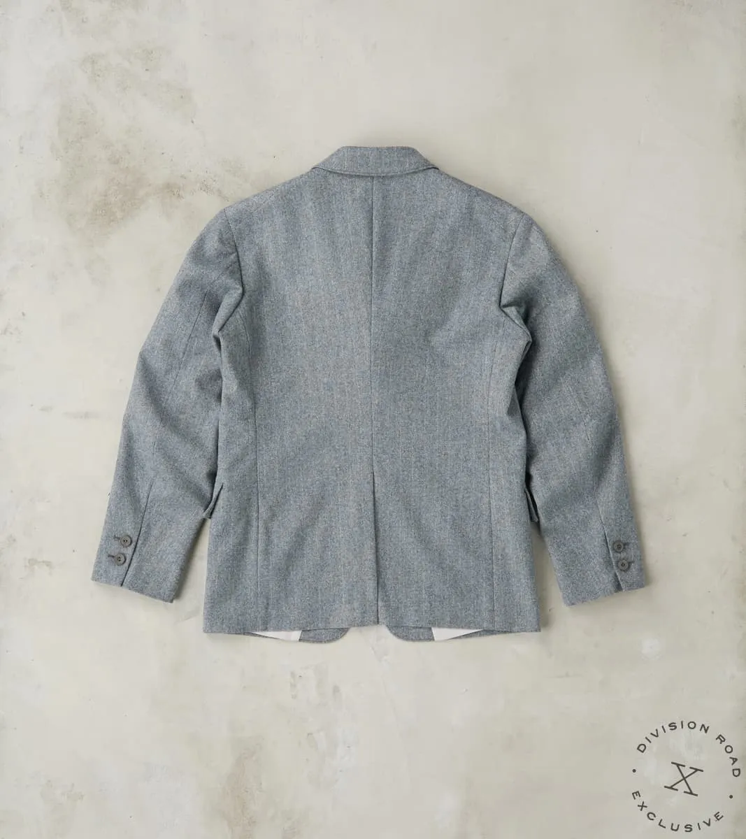 American Sack Jacket - Fox Brothers® Grey Chalk Stripe Herringbone Worsted Flannel