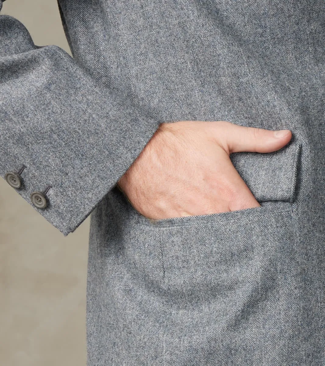 American Sack Jacket - Fox Brothers® Grey Chalk Stripe Herringbone Worsted Flannel