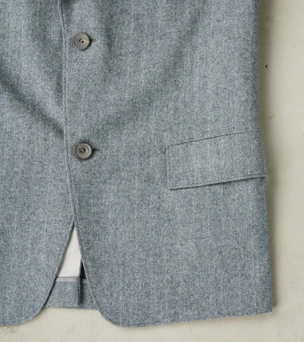 American Sack Jacket - Fox Brothers® Grey Chalk Stripe Herringbone Worsted Flannel