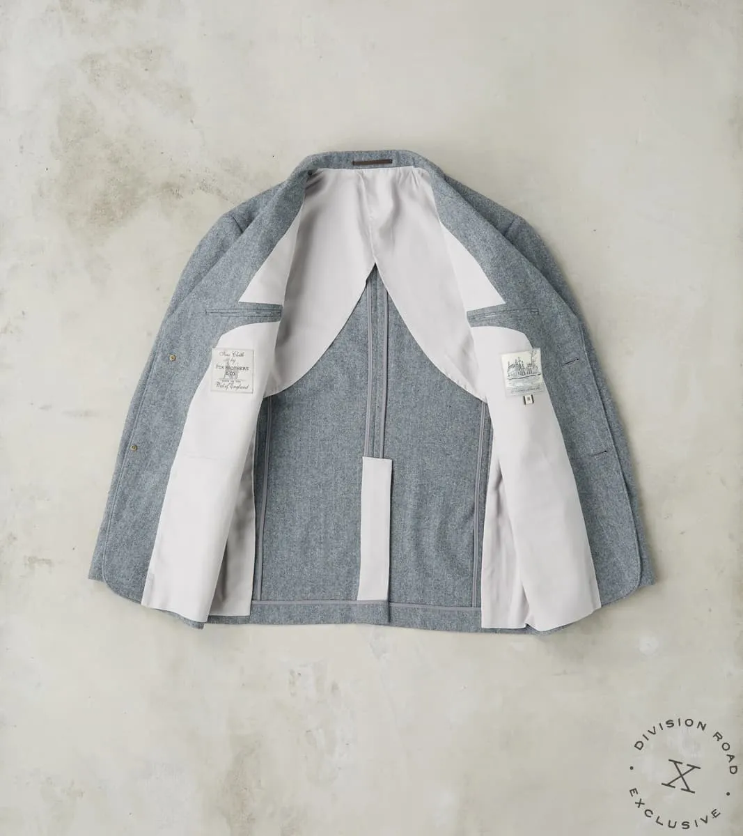 American Sack Jacket - Fox Brothers® Grey Chalk Stripe Herringbone Worsted Flannel