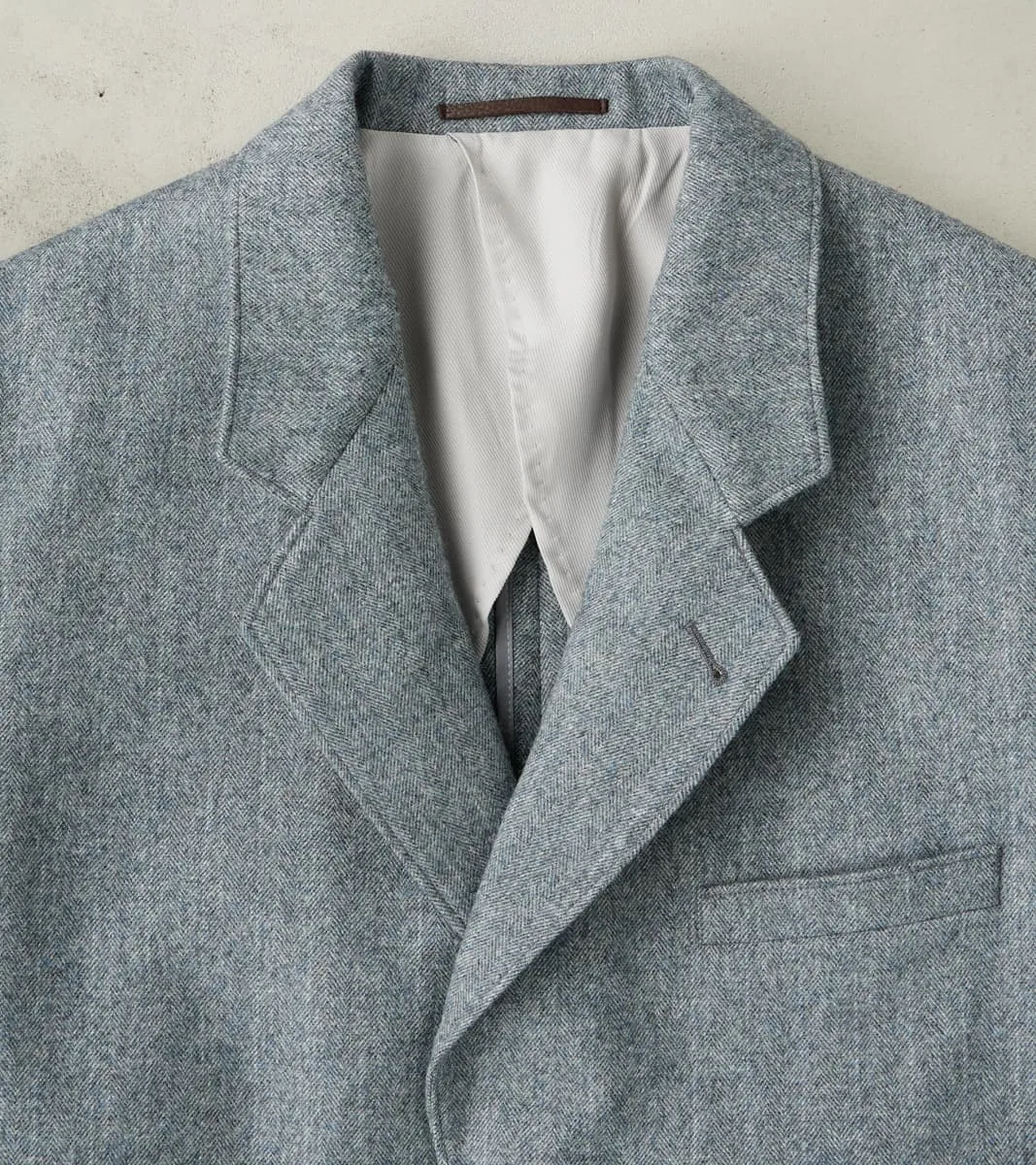 American Sack Jacket - Fox Brothers® Grey Chalk Stripe Herringbone Worsted Flannel