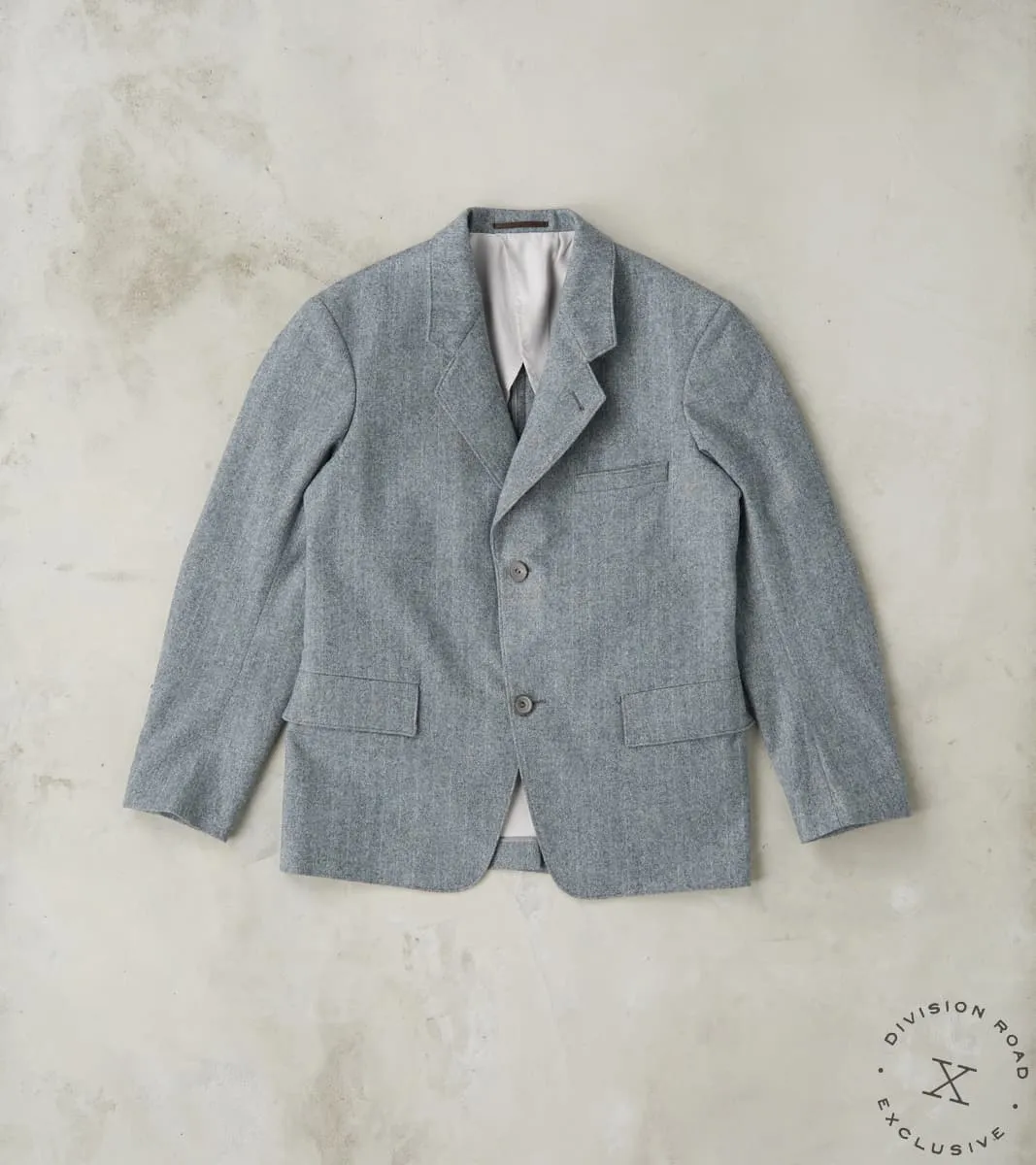 American Sack Jacket - Fox Brothers® Grey Chalk Stripe Herringbone Worsted Flannel