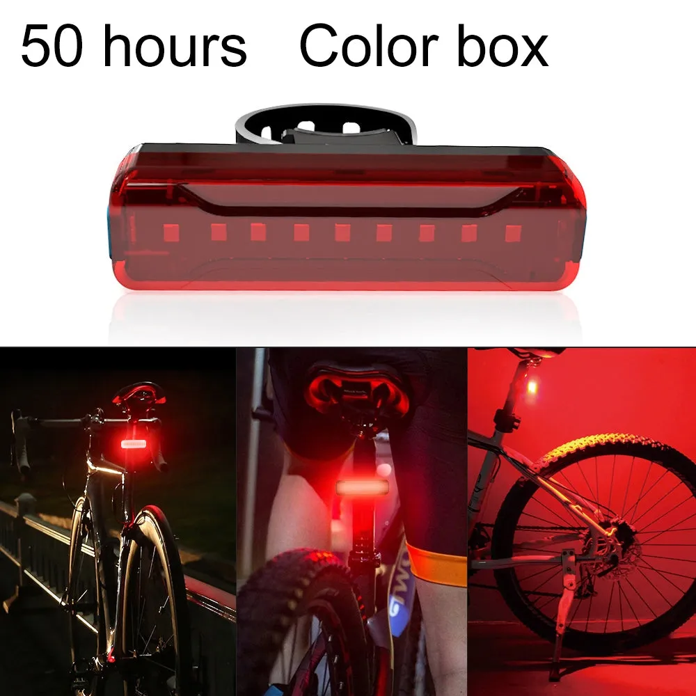 AMZER Bicycle Taillight Bicycle Riding Motorcycle Electric Car LED Mountain Bike USB Rechargeable Safety Warning Light (50 Hours, Color Box)