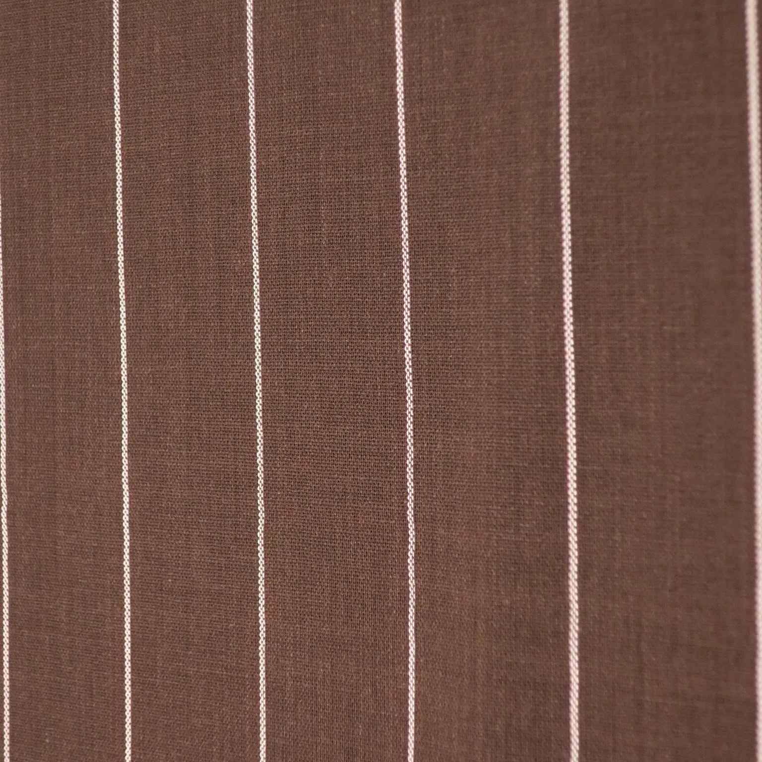 Brown and White Chalk Striped Loro Piana Wool Fabric