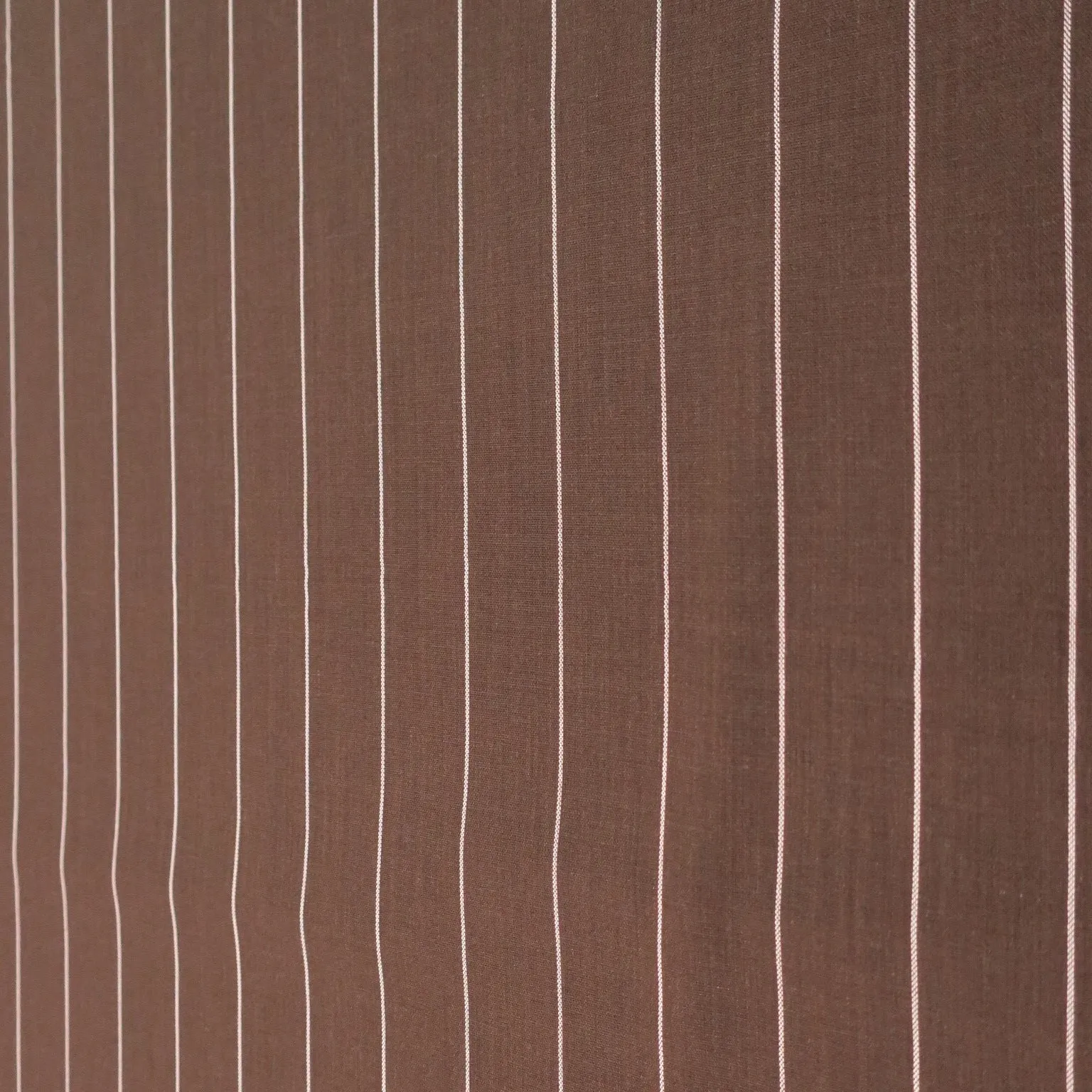 Brown and White Chalk Striped Loro Piana Wool Fabric