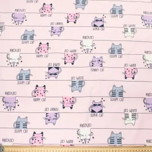 Cats on Pink Printed Flannelette Design-23