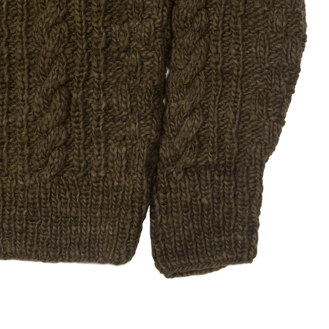 Chamula handknit fisherman turtleneck in "factory olive" Merino wool (restock)