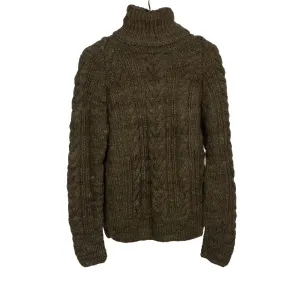 Chamula handknit fisherman turtleneck in "factory olive" Merino wool (restock)