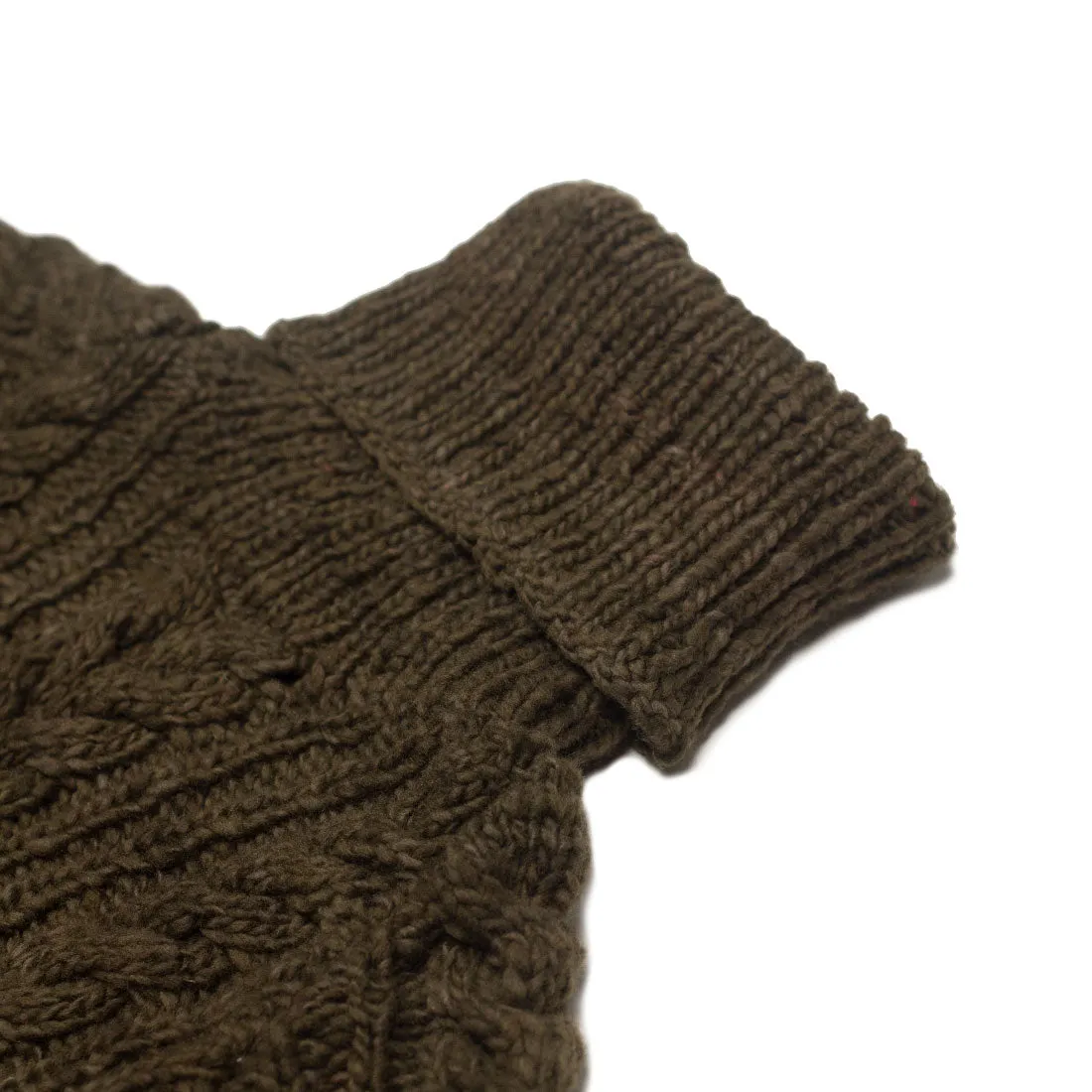 Chamula handknit fisherman turtleneck in "factory olive" Merino wool (restock)