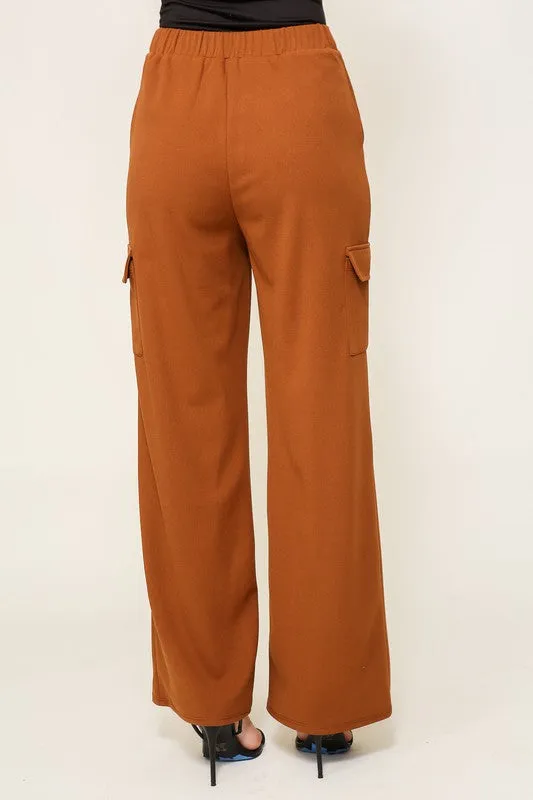 Elastic High Waisted Dressy Cargo Pants