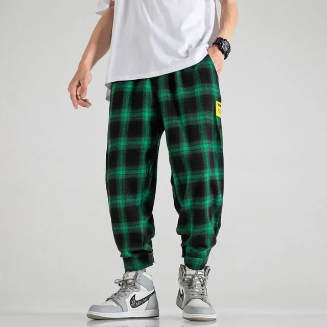 GbolsosTrendy Plaid Streetwear Pants Men's 2021 New Comfortable Pant Summer Loose Comfortable Casual All-match Korean Joggers Trousers