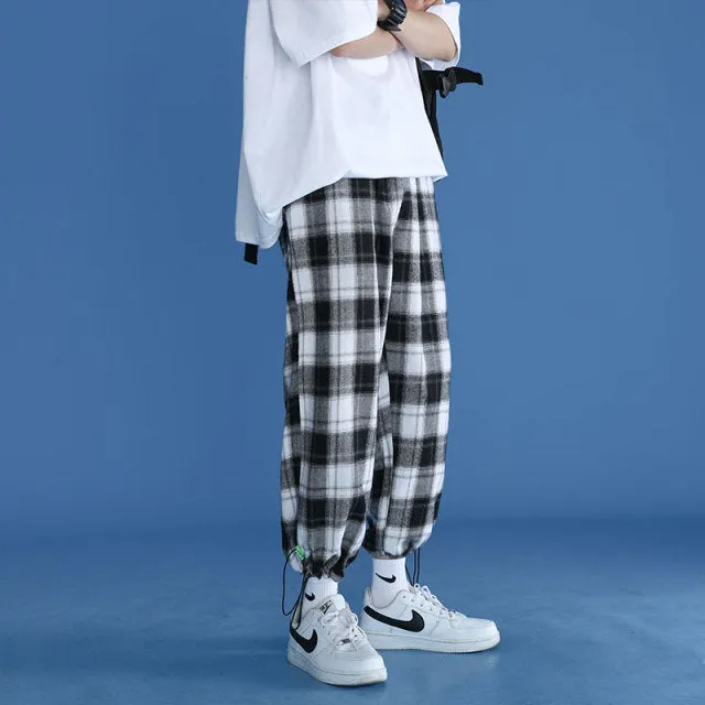 GbolsosTrendy Plaid Streetwear Pants Men's 2021 New Comfortable Pant Summer Loose Comfortable Casual All-match Korean Joggers Trousers