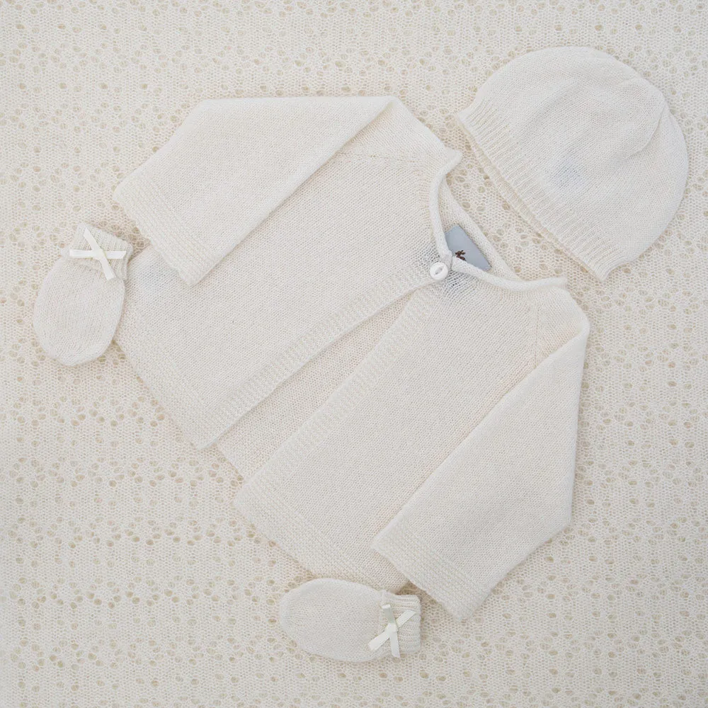 G.H.Hurt & Son Cashmere Baby Hat and Mittens - White