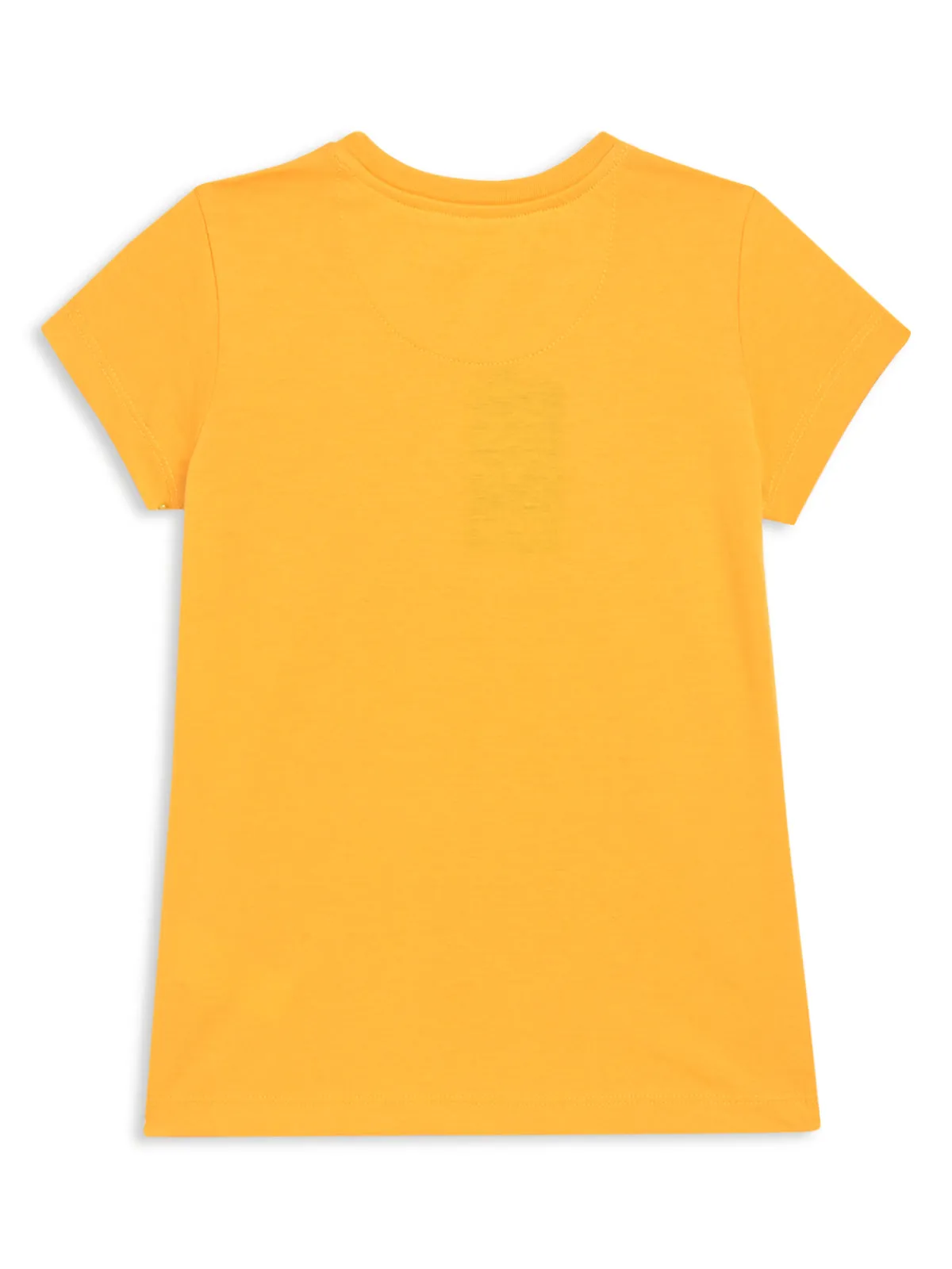 Girls Casual Yellow Half Sleeves  T-Shirt