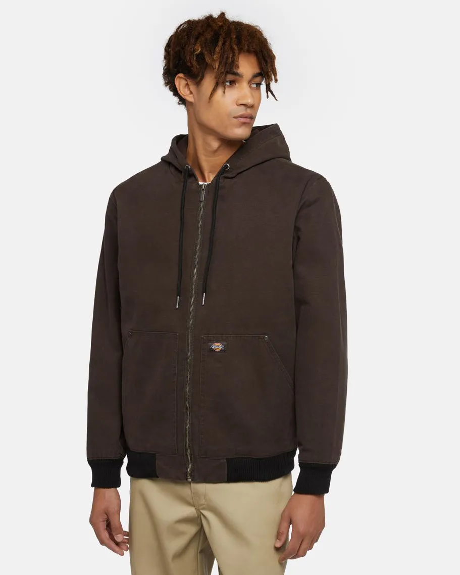 Hooded Duck Canvas Jacket in Dark Brown