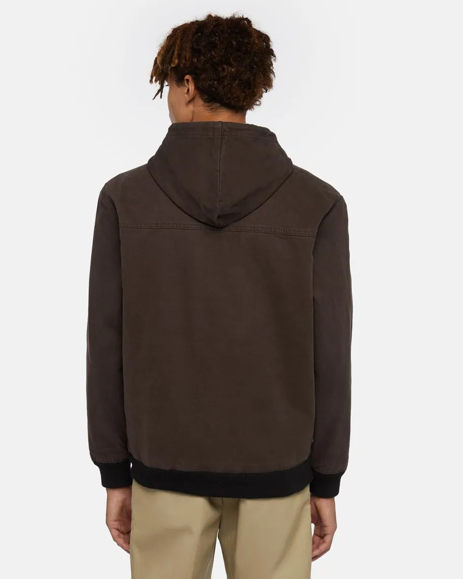 Hooded Duck Canvas Jacket in Dark Brown