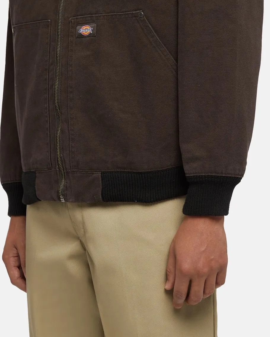 Hooded Duck Canvas Jacket in Dark Brown