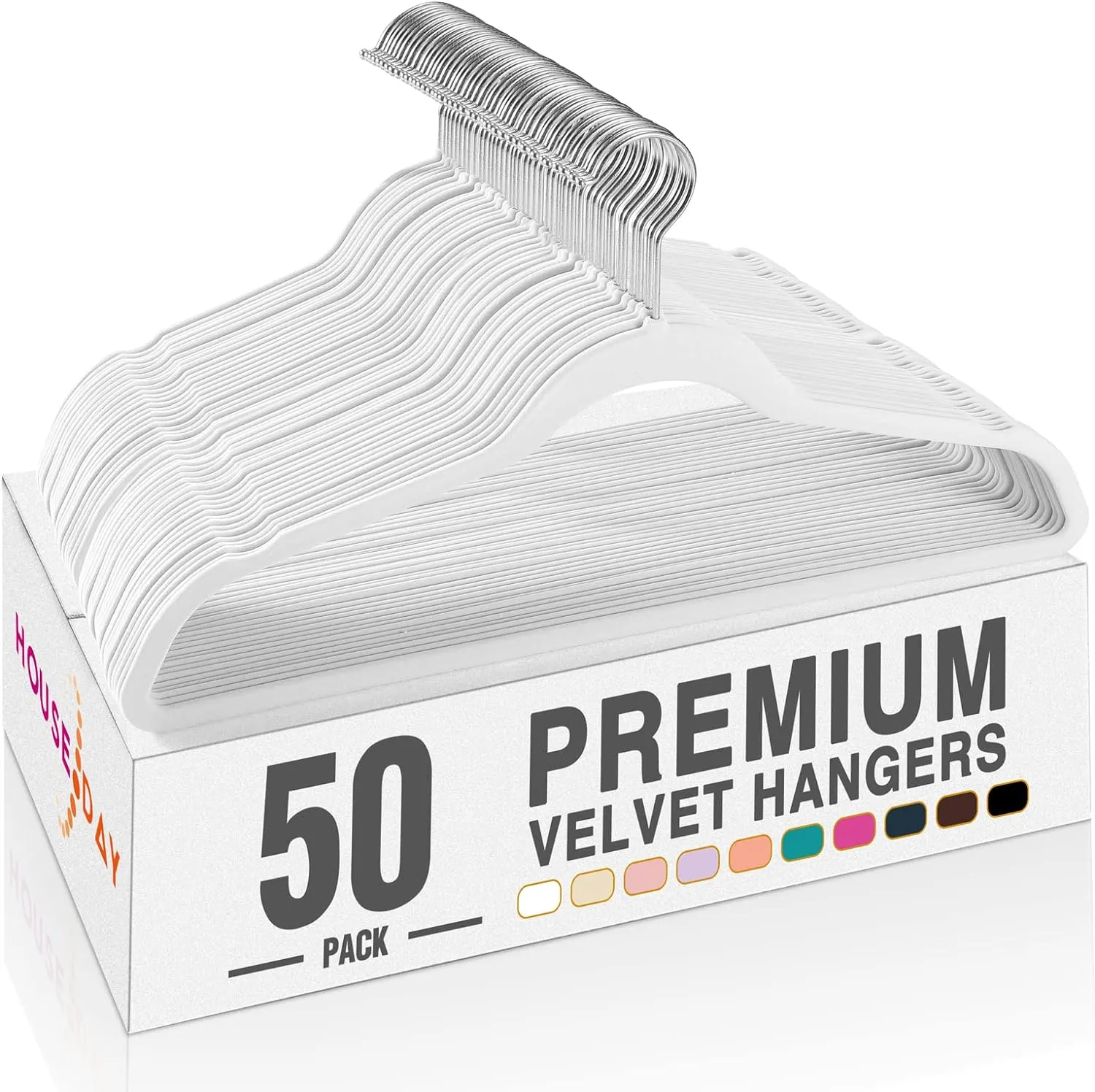 HOUSE DAY White Velvet Hangers 50 Pack