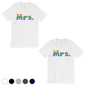 LGBT Mrs. Mrs. Rainbow White Matching Shirts