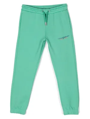 Logo Print Green Track Pants