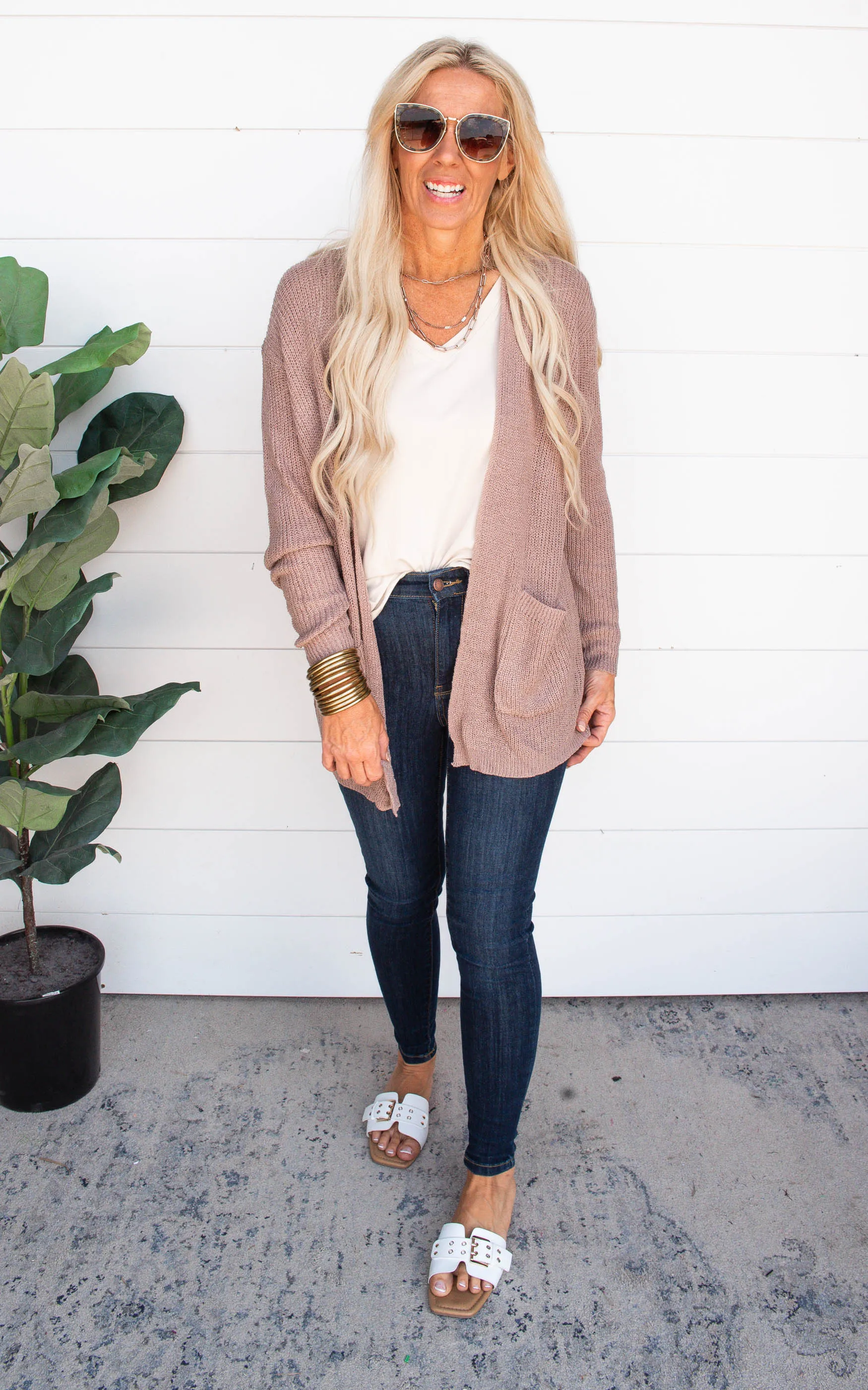 Loose Fit Open Front Cardigan