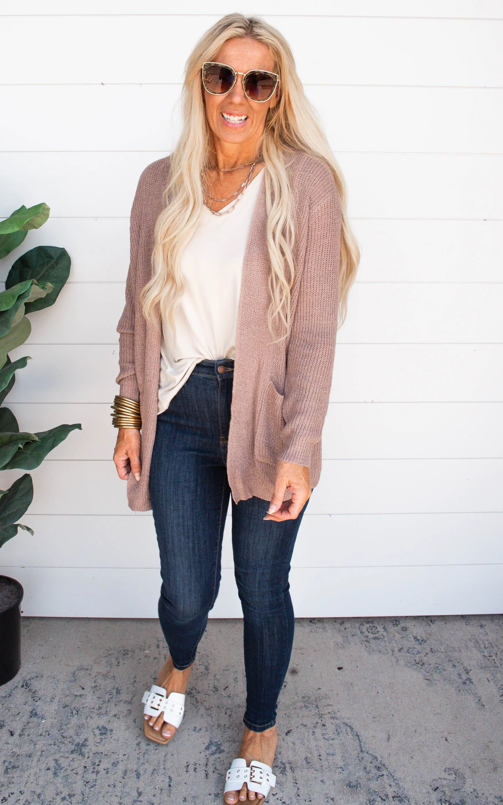 Loose Fit Open Front Cardigan