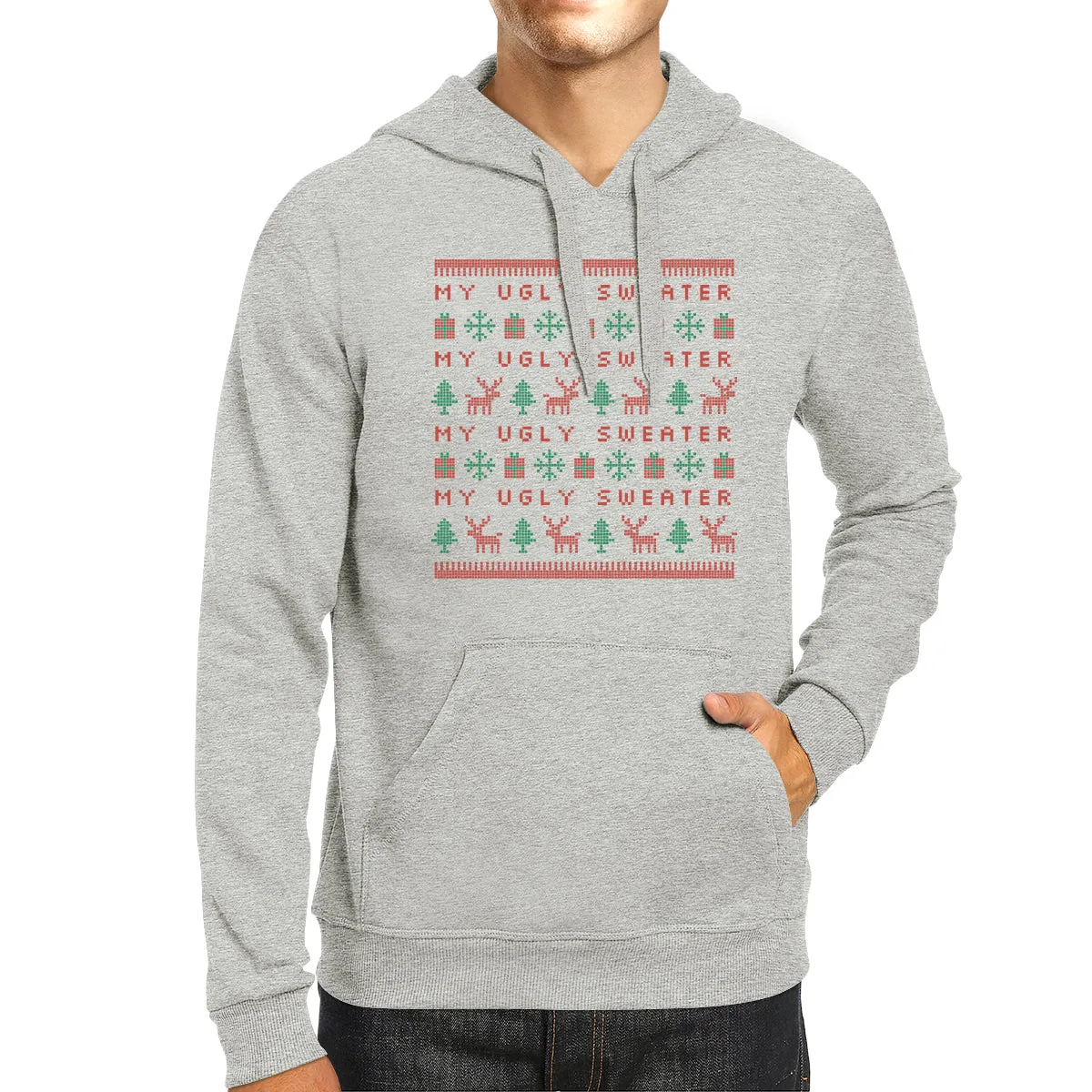 My Ugly Sweater Pattern Grey Hoodie