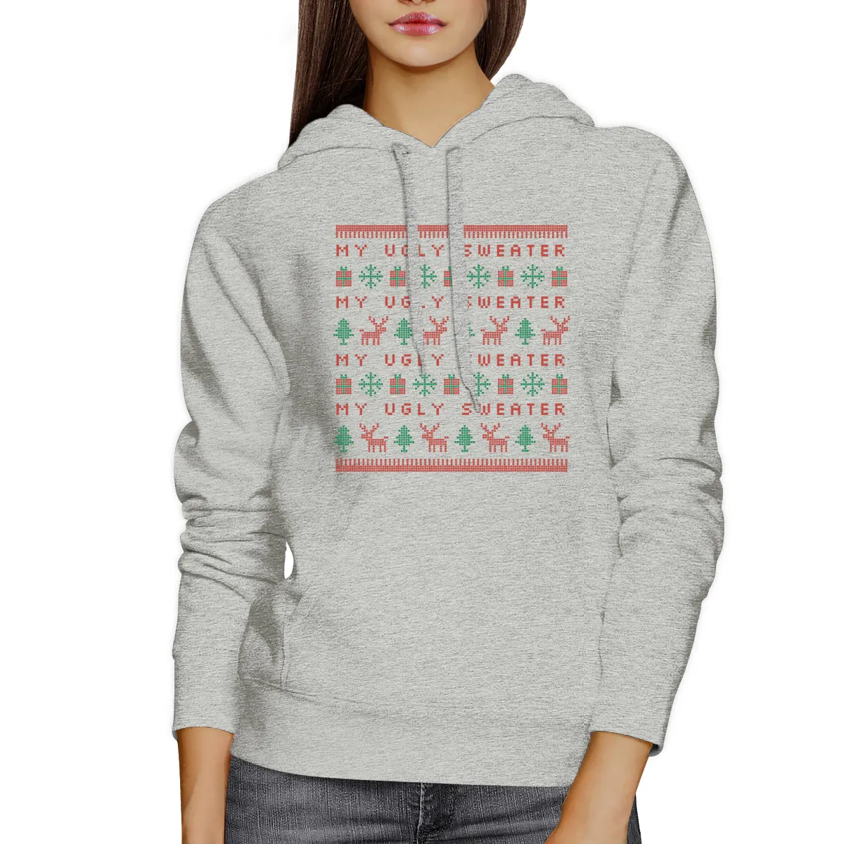 My Ugly Sweater Pattern Grey Hoodie