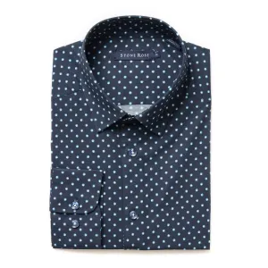 Navy Painted Dot Print Shirt