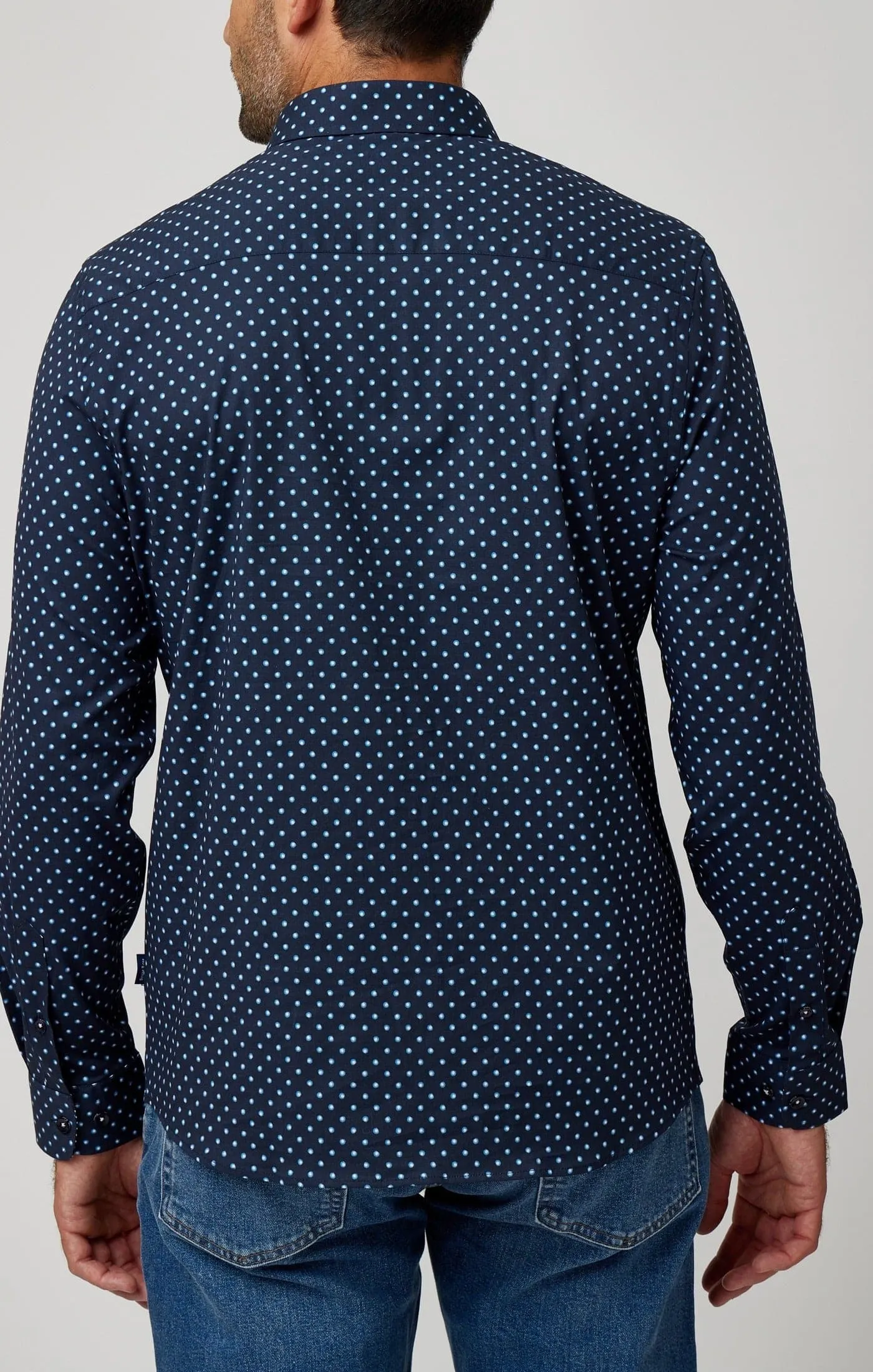 Navy Painted Dot Print Shirt