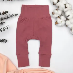 Organic Cotton High Waist Baby Pants, French Rose