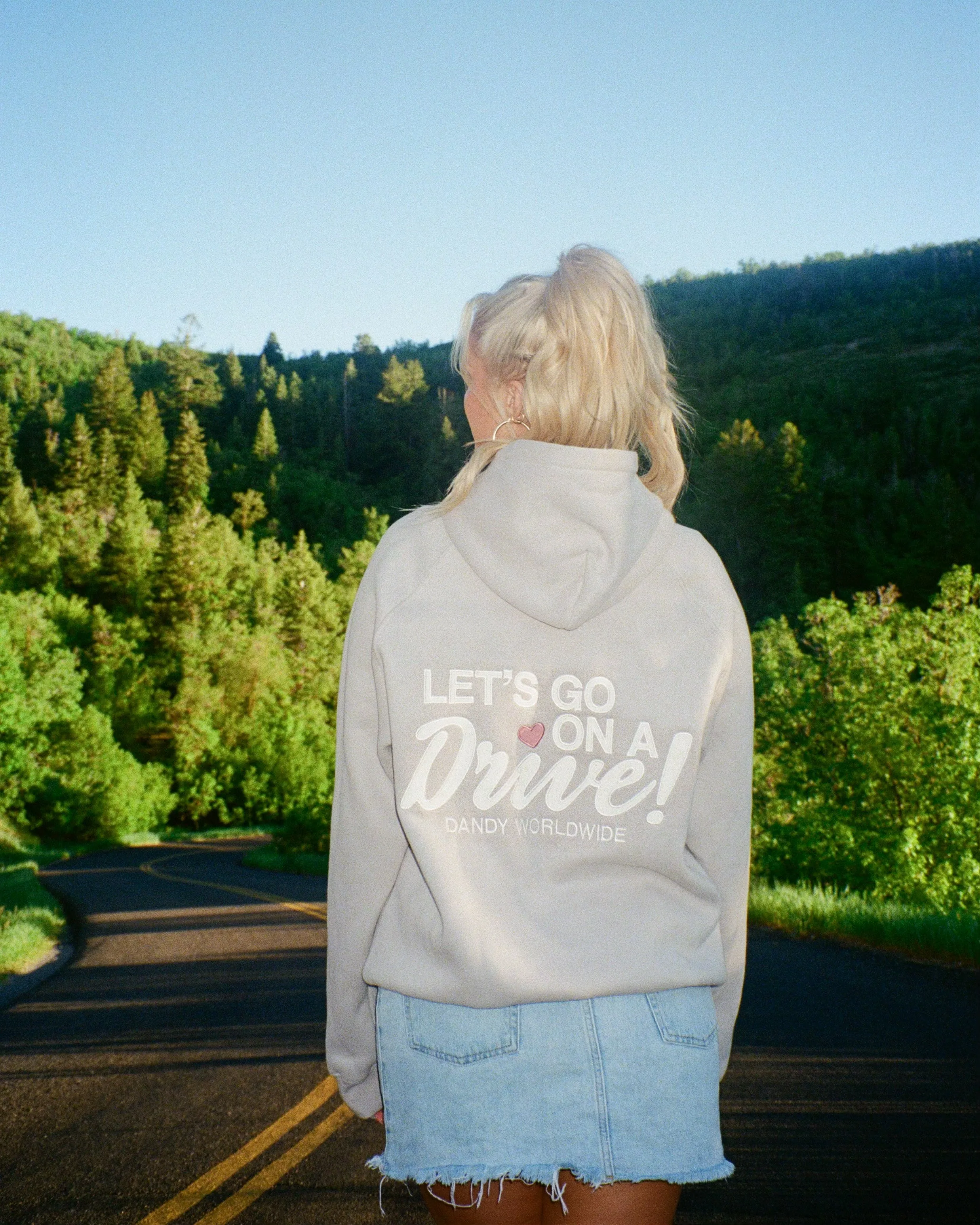 "Let's Go on a Drive" Oversized Lux Hoodie in Light Gray