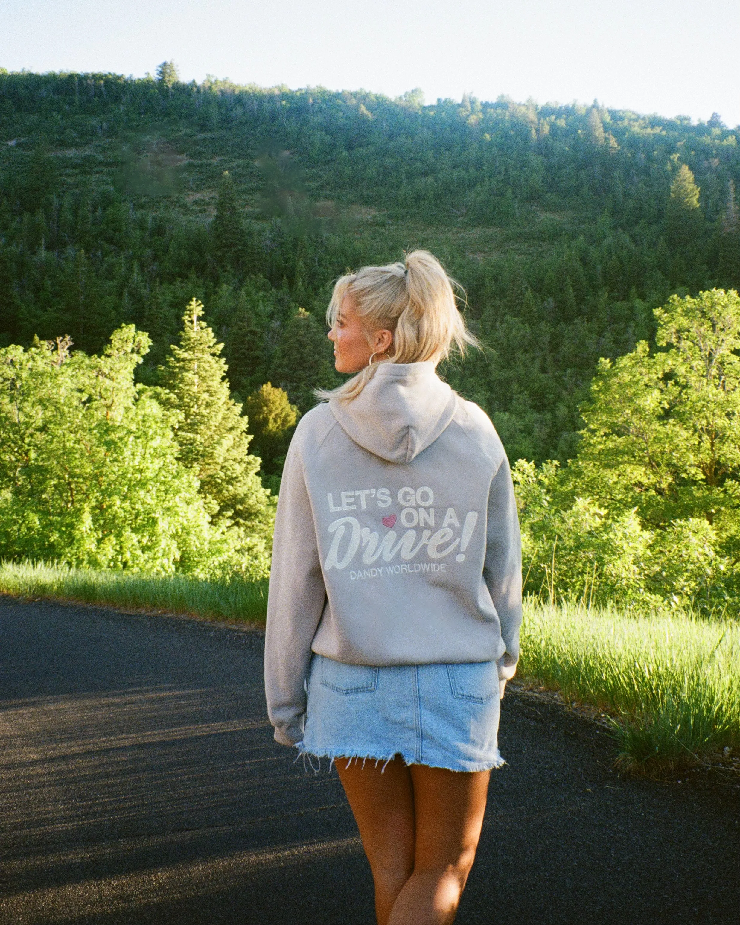 "Let's Go on a Drive" Oversized Lux Hoodie in Light Gray