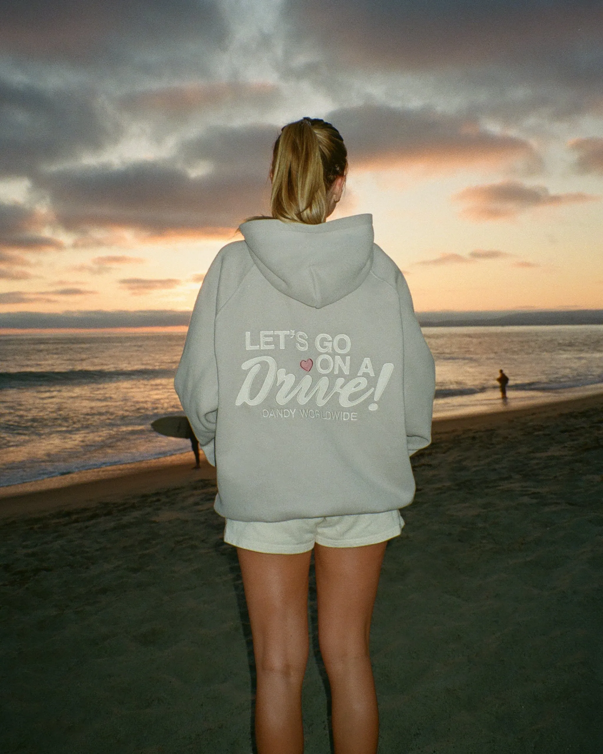 "Let's Go on a Drive" Oversized Lux Hoodie in Light Gray