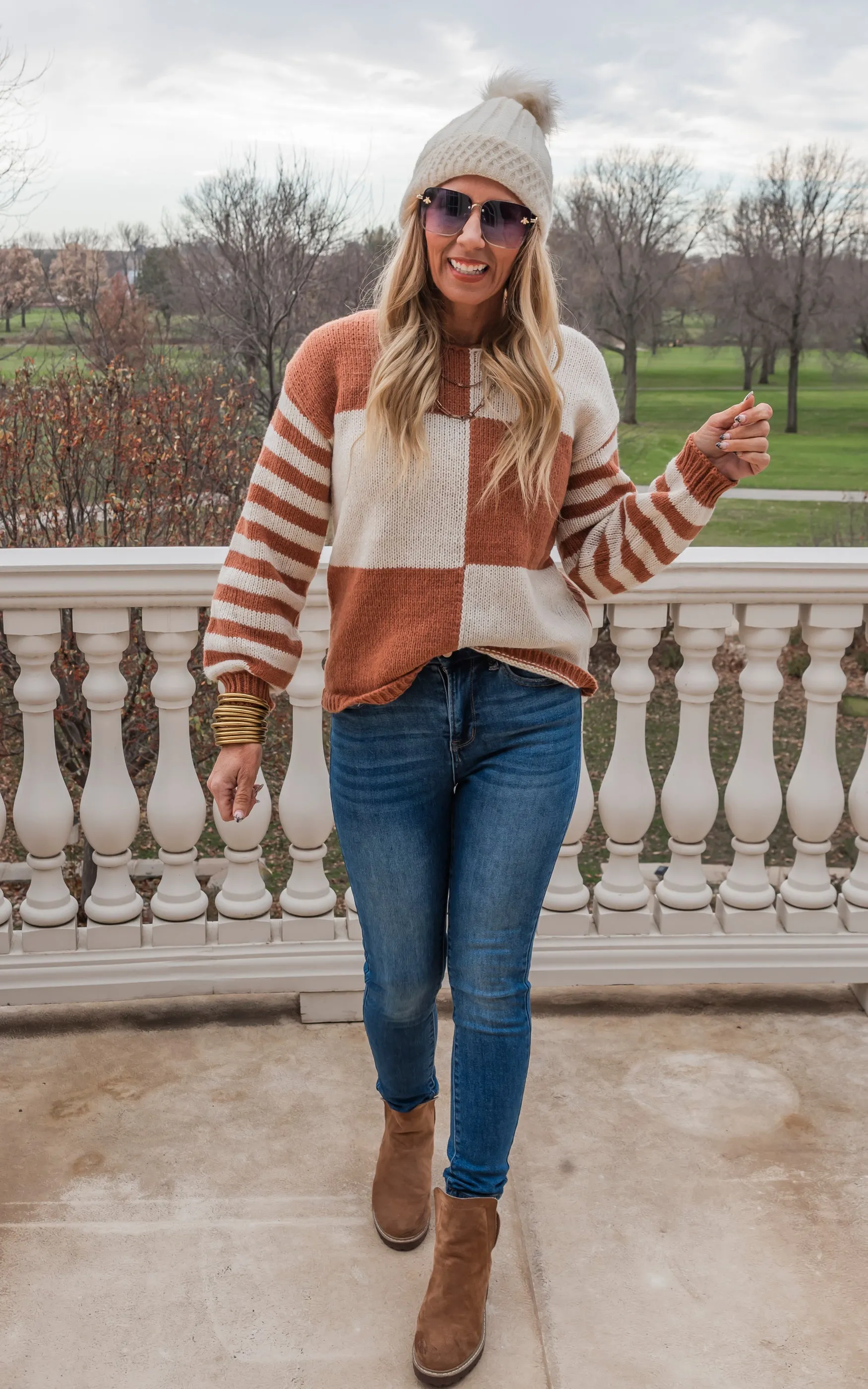 Rust Colorblock Sweater - Final Sale