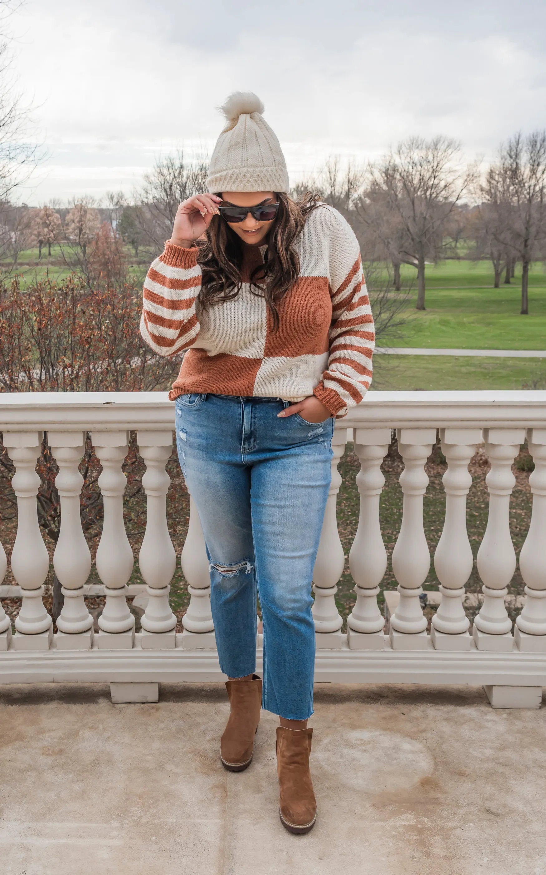 Rust Colorblock Sweater - Final Sale