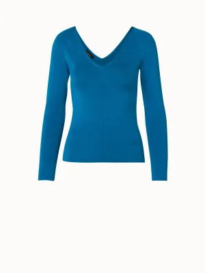 Silk Stretch V-neck Knit Pullover