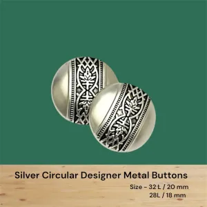 Silver Circular 1 Hole Designer Metal Buttons