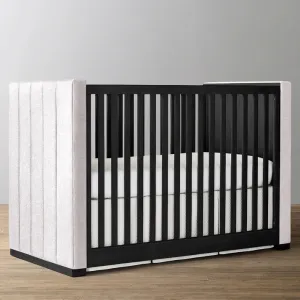 The Baby Atelier 100% Organic Upholstered Panel Crib Black