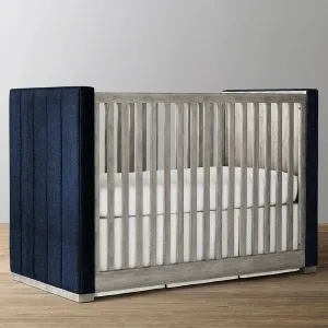 The Baby Atelier 100% Organic Upholstered Panel Crib Grey