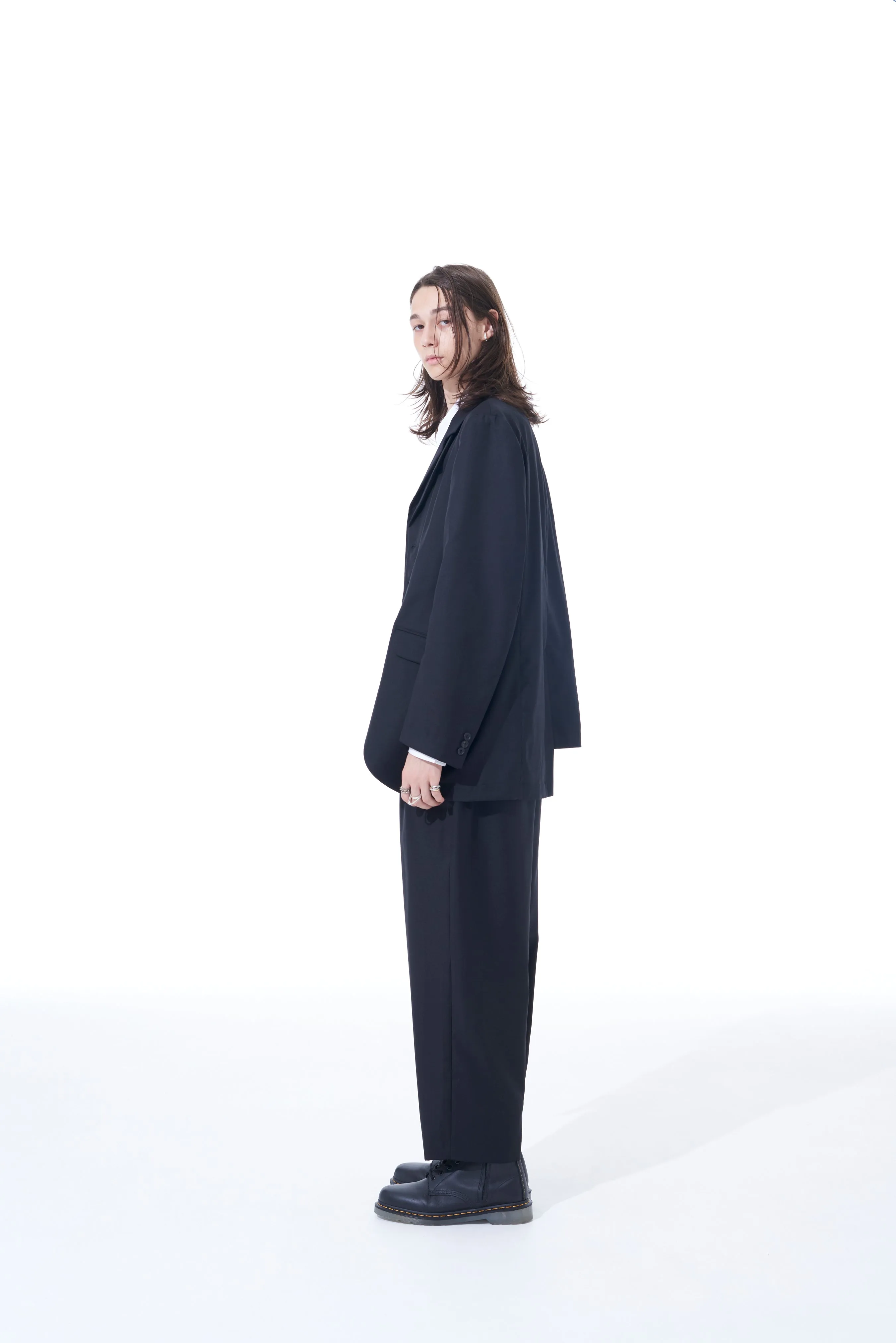 T/W GABARDINE 2-TUCK TAPERED BELT PANTS