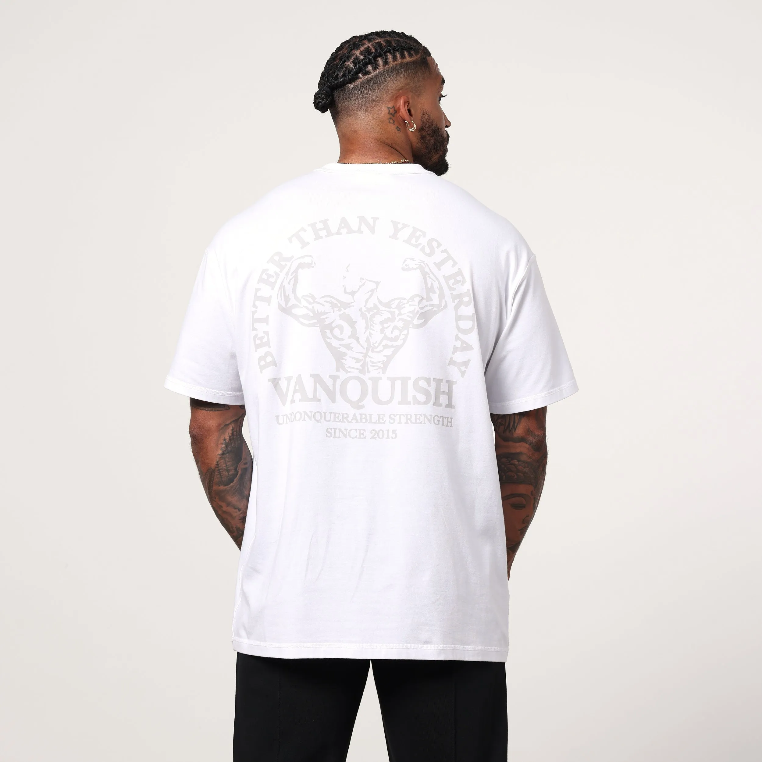 Vanquish White Unconquerable Strength Oversized T Shirt