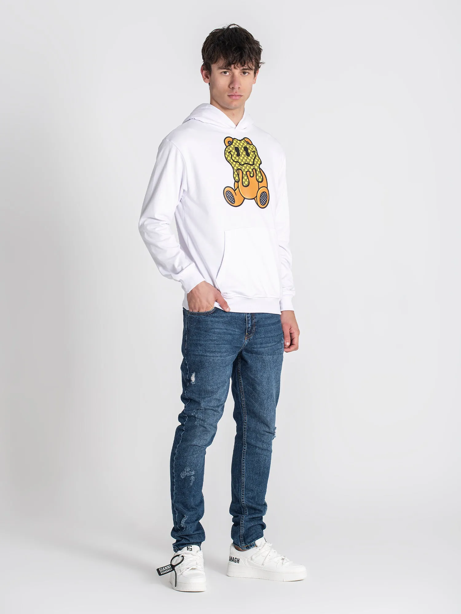 White Melting Bear Hoodie