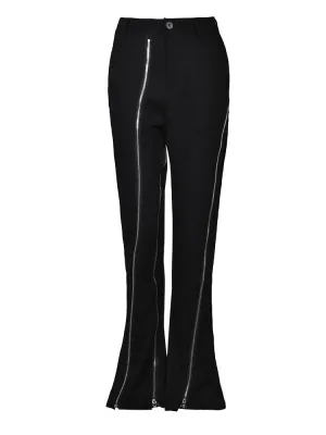 Zipper Irregular Long Flare Pant